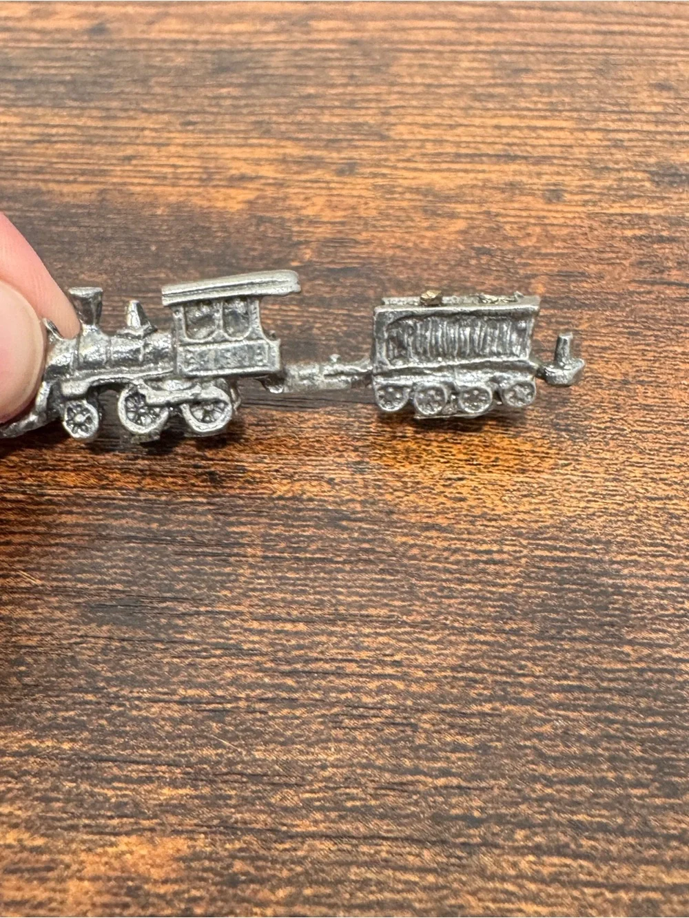 Vintage Miniature Silver Train Locomotive Figurine Mini Model Collectible
